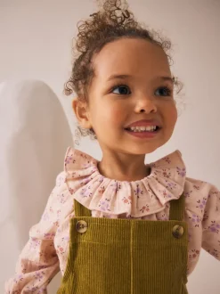 Vert - Ensemble salopette et collants en velours côtelé à imprimé fleuri (3mois -6ans)