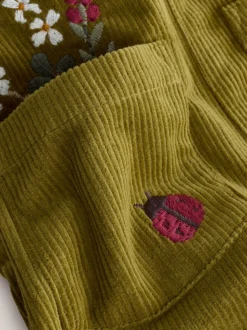 Vert - Ensemble salopette et collants en velours côtelé à imprimé fleuri (3mois -6ans)