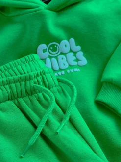 Vert - Ensemble sweat à capuche et jogging imprimé Cool Vibes (3mois7ans)