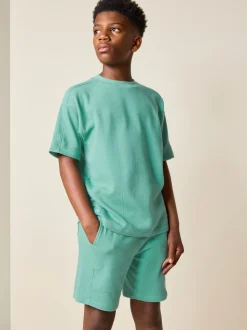 Vert - Ensemble t-shirt et short texturé Manchester Courts (3-16ans)