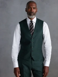 Vert - Gilet de costume en flanelle de laine et cachemire mélangés Signature Zignone