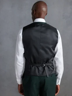 Vert - Gilet de costume en flanelle de laine et cachemire mélangés Signature Zignone