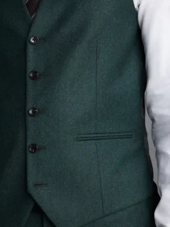 Vert - Gilet de costume en flanelle de laine et cachemire mélangés Signature Zignone