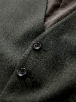 Vert - Gilet de costume en laine mérinos mélangée