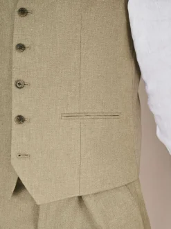 Vert - Gilet de costume en lin Blend texturé