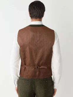 Vert - Gilet de costume en laine à chevrons Blend