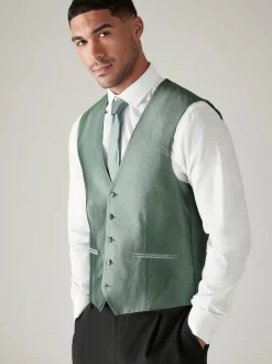 vert - Gilet en soie texturée