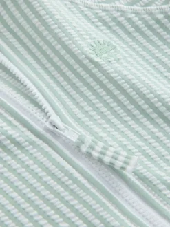 Vert à la menthe - Ensemble maillot de bain et chapeau anti-soleil rayé (3mois-7ans)