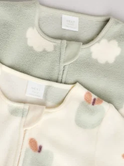 vert - Lot de 2 dors-bien bébé en micro polaire avec fermeture éclair bidirectionnelle