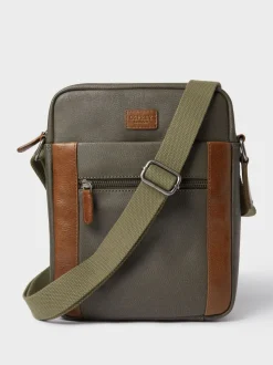 Vert - Osprey London The Small Grantham Besace Sac en toile cirée et cuir