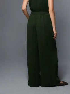Vert - Pantalon plissé ultra-large