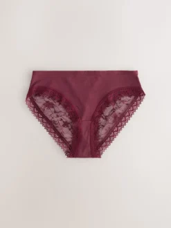 Vert à petites fleurs - Lot de 4 culottes en coton et dentelle