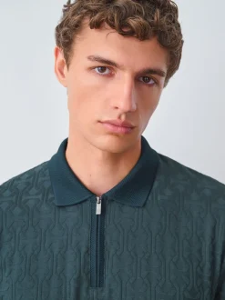 Vert - Polos chics à col zippé