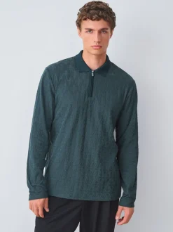 Vert - Polos chics à col zippé