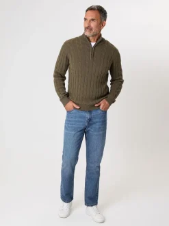 Vert - Pull quart de zip Saltwell en maille torsade