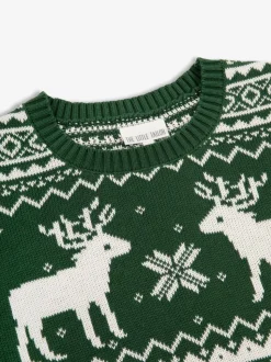 Vert - Pull The Little Tailor à motif jacquard et renne de Noël
