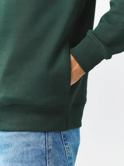 Vert - Quart de zip - Sweat-shirt en jersey riche en coton