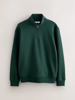 Vert - Quart de zip - Sweat-shirt en jersey riche en coton