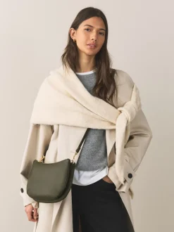 Vert - Sac à bandoulière en cuir avec scoop