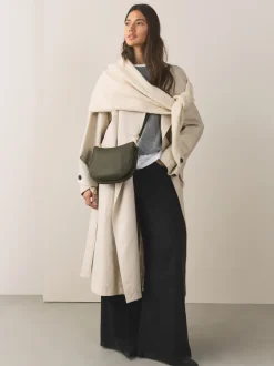 Vert - Sac à bandoulière en cuir avec scoop