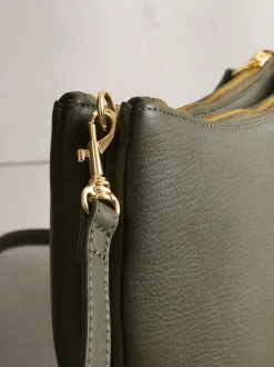 Vert - Sac à bandoulière en cuir avec scoop