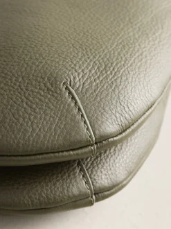 Vert - Sac à bandoulière en cuir avec scoop