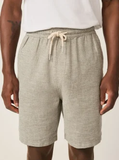 Vert - Shorts en Lin Mélange à taille élastique