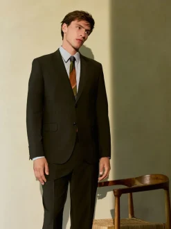 Vert - Slim Fit (Slim Fit) - Veste de costume Coupe ajustée Motion Flex Mélange en laine