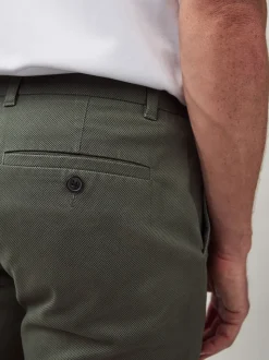 Vert - Slim Fit (Slim Fit) - Pantalon chino stretch imprimé doux au toucher