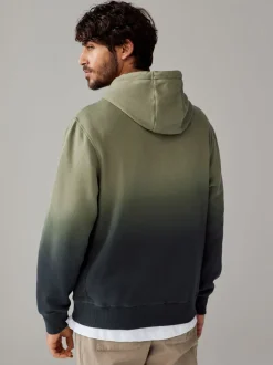 Vert - Sweat-shirt à capuche en jersey riche en coton Dip Dye