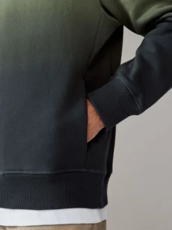 Vert - Sweat-shirt à capuche en jersey riche en coton Dip Dye