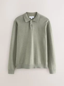 vert - Uni - Polo en Coupe classique à Manches longues Essential