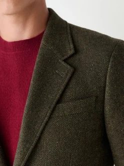 Vert - Veste de costume Coupe ajustée en laine à chevrons