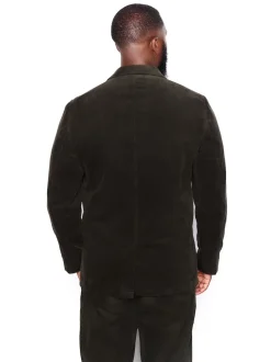 Vert - Veste de costume décontractée en velours côtelé