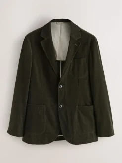 Vert - Veste de costume décontractée en velours côtelé