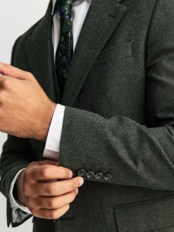Vert - Veste de costume habillée en laine mérinos Blend