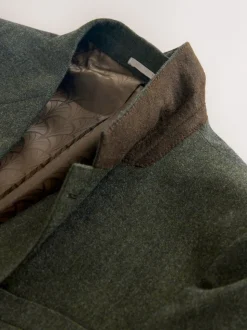 Vert - Veste de costume habillée en laine mérinos Blend