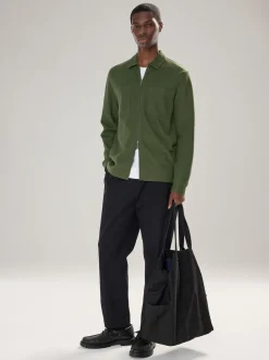 Vert - Veste-chemise texturée zippée