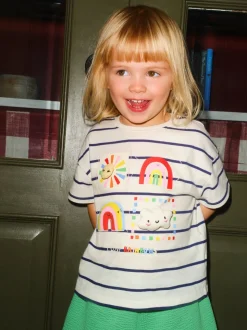 Vert arc-en-ciel - Ensemble haut à manches courtes et pantalon barillet (3mois-7ans)