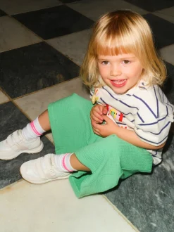 Vert arc-en-ciel - Ensemble haut à manches courtes et pantalon barillet (3mois-7ans)