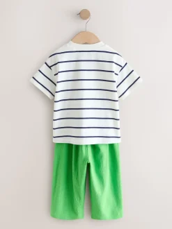 Vert arc-en-ciel - Ensemble haut à manches courtes et pantalon barillet (3mois-7ans)