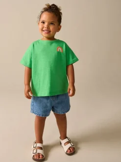 Vert arc-en-ciel - T-shirt brodé à manches courtes (3mois à7ans)