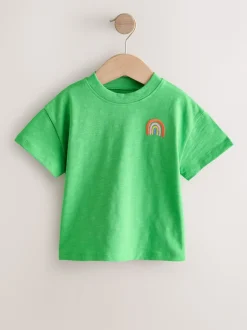 Vert arc-en-ciel - T-shirt brodé à manches courtes (3mois à7ans)