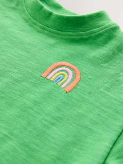 Vert arc-en-ciel - T-shirt brodé à manches courtes (3mois à7ans)