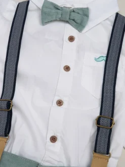 Vert clair - Little Gent nœud papillon en velours côtelé avec nœud papillon et pantalon avec bretelles