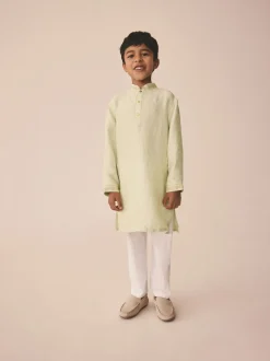 Vert clair brodé - Kurta (3mths-16yrs)
