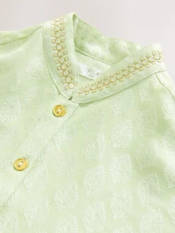 Vert clair brodé - Kurta (3mths-16yrs)