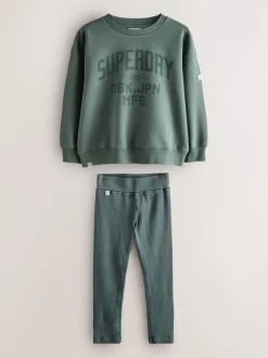Vert délavé - ensemble Superdry Leggings