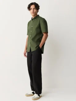 vert foncé - Ajustement régulier - Chemise Oxford à manches courtes