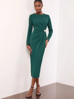 vert foncé - Lipsy Robe mi-longue bodycon à manches longues